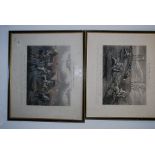 A set of 4x 19th century engravings - The First Steeplechase (Steeple - Chace ) On Record - H Alken,