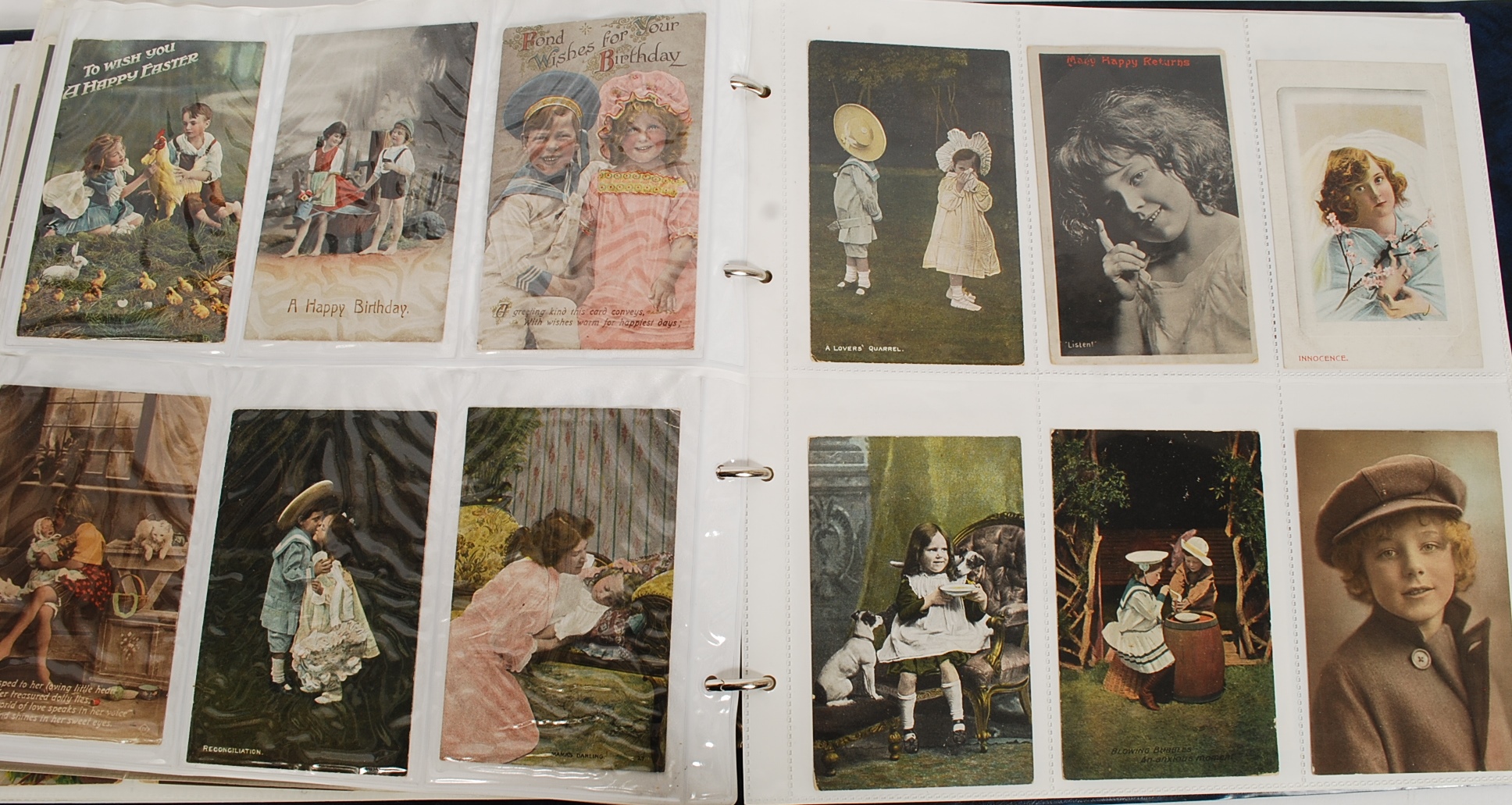 Large album with 250 vintage postcards of children. Some sets. - Image 3 of 4