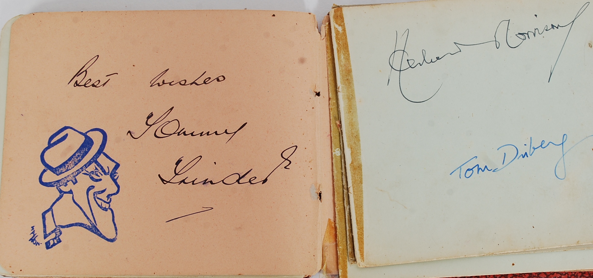 AUTOGRAPH BOOK; A good vintage autograph book, near-filled with celebrities and politicians. - Image 3 of 7