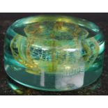 A Mdina glass studio paperweight, signed ' Mdina ' to underside flat.