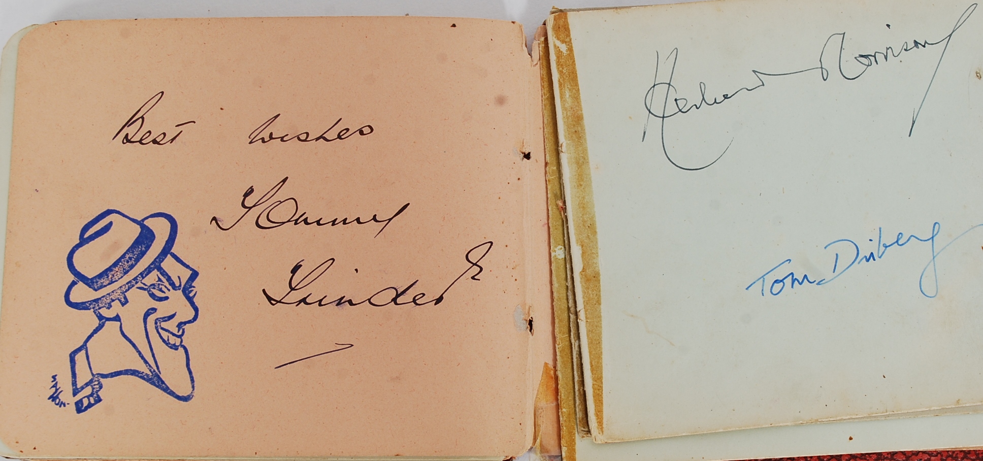 AUTOGRAPH BOOK; A good vintage autograph book, near-filled with celebrities and politicians. - Image 5 of 7