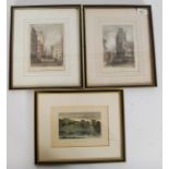 Three framed and glazed hand coloured engravings of Bristol scenes please see images