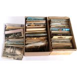 Approx 600 assorted vintage postcards, spanning two boxes - topographical, seaside views,