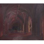 A framed oil on canvas possibly of Bristol Cathedral Lord Mayors chapel unsigned