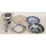 A collection of blue and white china to include Johnson Brothers and others