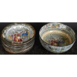 A collection of Royal Doulton Seriesware Moreton Queen Elizabeth plates and a fruit bowl bearing