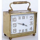 A good 1930's Art Deco brass cased mantel carriage clock with square face,