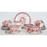 A Blairs China part Teaset with orange floral and gilt pattern comprising Tea cups and saucers,