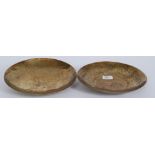 A pair of believed Chinese prisoner of war engraved brass plates / bowls,