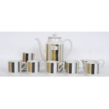 A retro coffee service by Midwinter to include Coffee pot, cups,