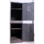 A set of 2 large factory industrial mid 20th cenutry  vintage Industrial lockers with internal