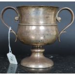 A large heavy silver hallmarked twin handled trophy for the Bristol & District Dog Club  - The Lady