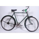 A fabulous vintage Gents green Roadster bicycle bike with stainless steel wheels, and 4 speed gears.
