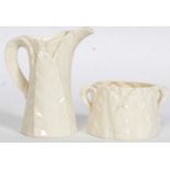 Royal Worcester leaf moulded creamer and sucrier stamps to base please see images.