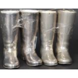 Two pairs (4) 20th century silver plate drinks measures in the form of boots