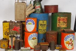 A good collection of vintage advertising tins to include Esso, Mobile, Castrol,