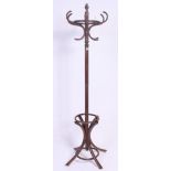 A 20th century Thonet style bentwood hatstand. Shaped base with hooks atop.