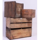 A collection of vintage fruit and advertising crates to include Jaffa,