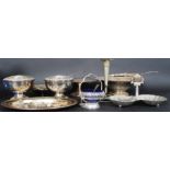 A collection of silver plated items to include punch bowls, various bowls and other items.