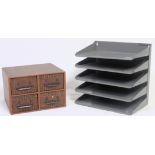 A set of Bisley desktop industrial metal filing shelves/ drawers along with a set of 20th century