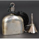 A silver perfume bottle and dabber along with a minature silver funnel both items stamped 925 with