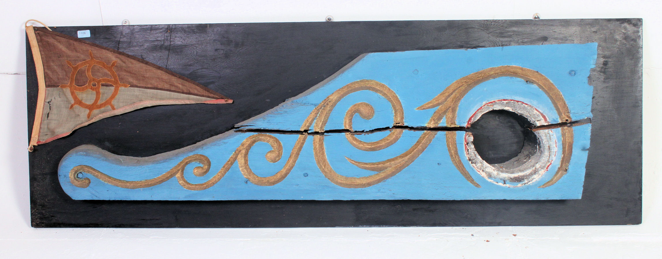 A original 18th / 19th century relic of a hull from a tall ship, later painted with a ships penant,