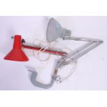 A fabulous vintage industrial unusual fixed double support armed anglepoise light lamp,