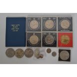 A collection of vintage British Crowns - commemorative coins some in cases etc