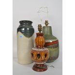A collection of 3 West German pieces to include 2 lights and a vase