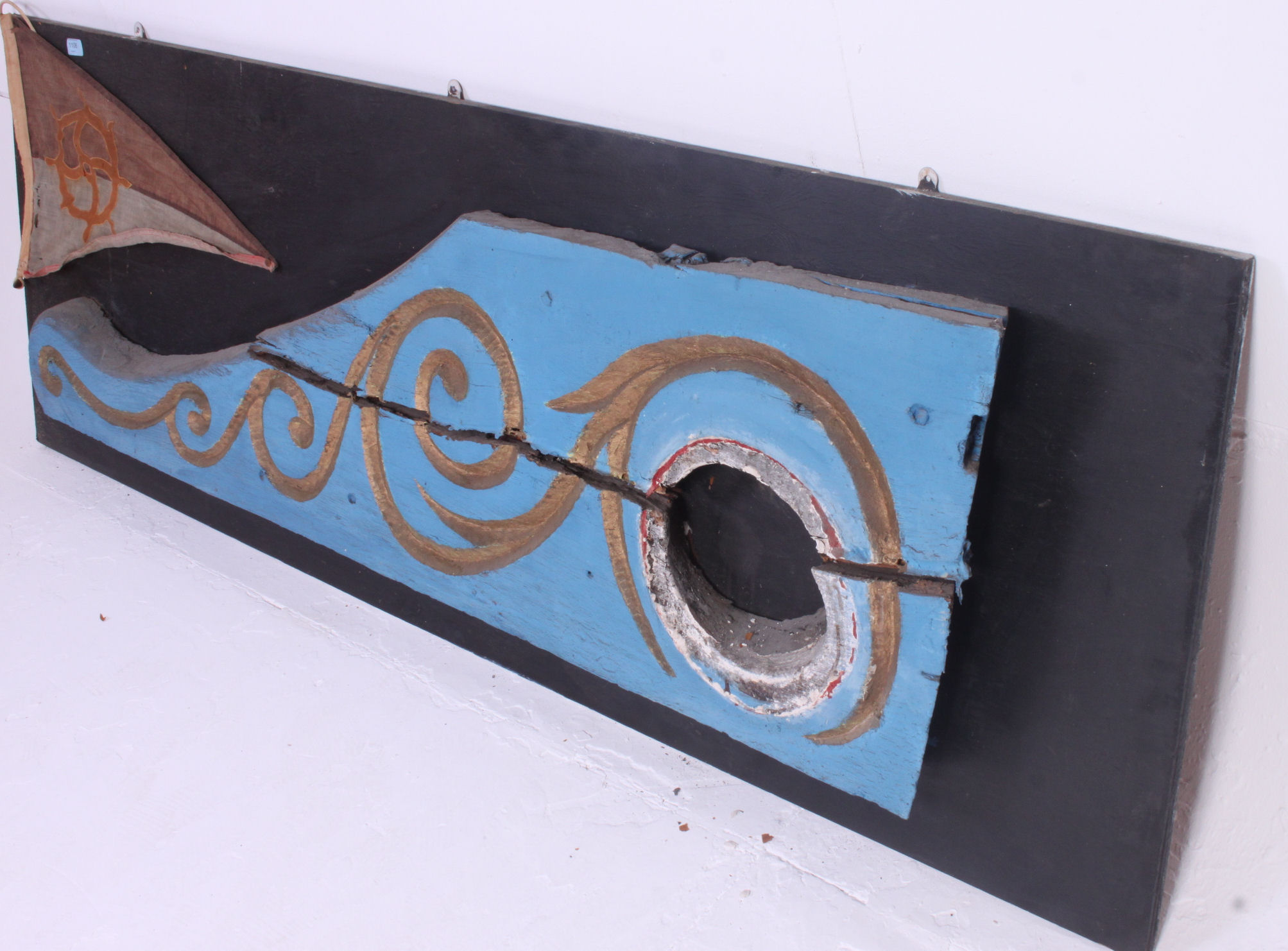 A original 18th / 19th century relic of a hull from a tall ship, later painted with a ships penant, - Image 3 of 4