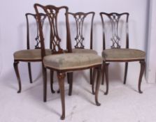 A set of 4 Edwardian Art Nouveau mahogany dining chairs.