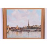 Donnithorne, P; 20th century. Painting of St Mary Redcliffe & Docks, Bristol. Oil on canvas.