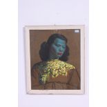 After Tretchikoff. A framed and glazed print of The blue Lady. Signed to corner, notation to verso.