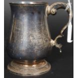 A hallmarked silver tankard goblet of tapered form,