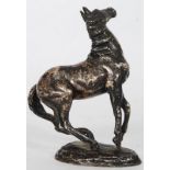 A fantastic hallmarked silver horse sculpture, ` Playing Up `, import marks for John Pinches,