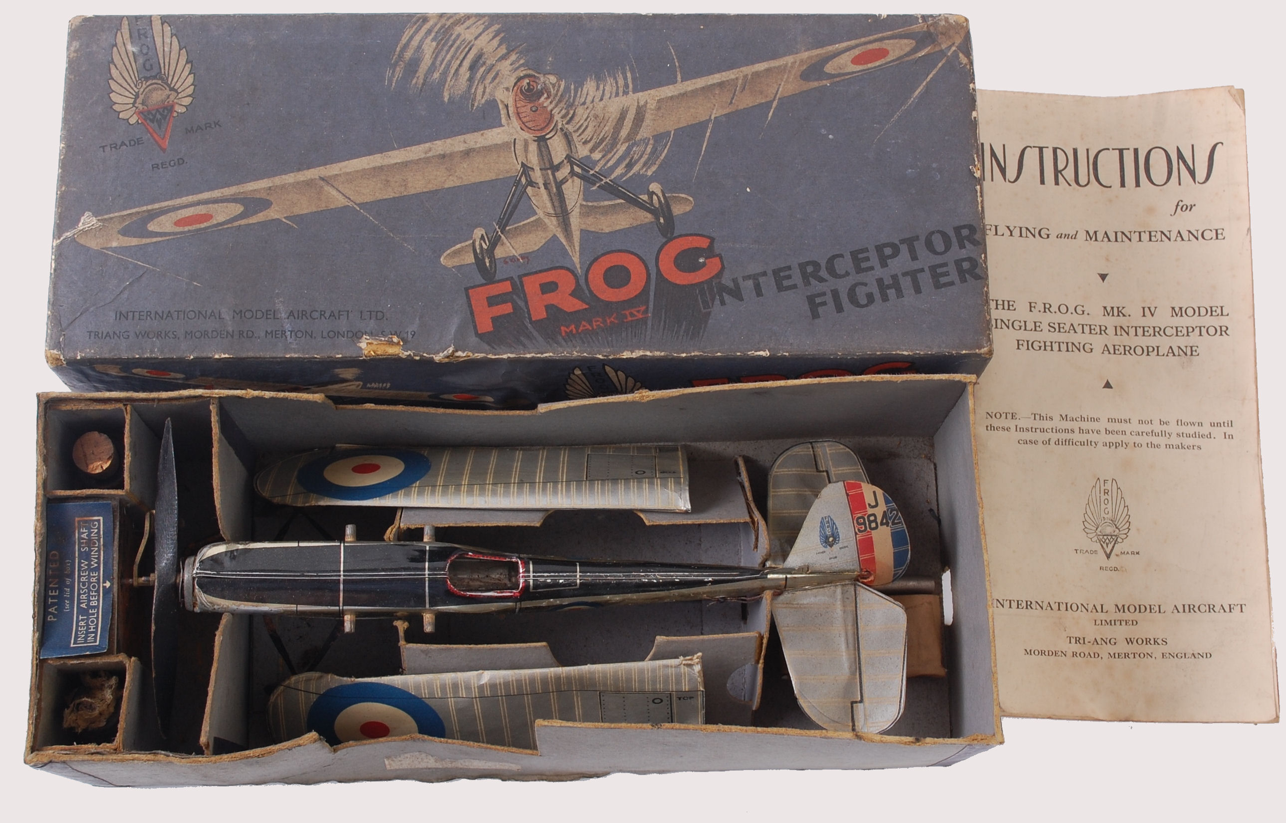 FROG INTERCEPTOR; A fantastic original Frog Intercepter MkIV Fighter model plane.