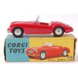 CORGI; original vintage diecast model Corgi Toys 302 MGA Sports Car, in red.