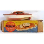 TRIANG BOAT; An original charming vintage Triang Toys Derwent model 14" Cabin Cruiser boat,