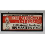 An original HMV shop music advertising sign / poster / carriage poster for the 1932 Aldershot