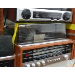 A vintage record player by GEC with speakers along with a Alba record player and speakers along