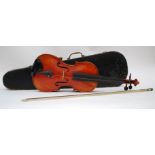 A London Violin company vintage cased Violin, bow and case.