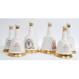 A collection of 6 ceramic Bells Whisky Bells of commemorative Royal Interest,
