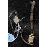 2 vintage ladies cocktail watches, one being rolled gold by Medana on leather strap,