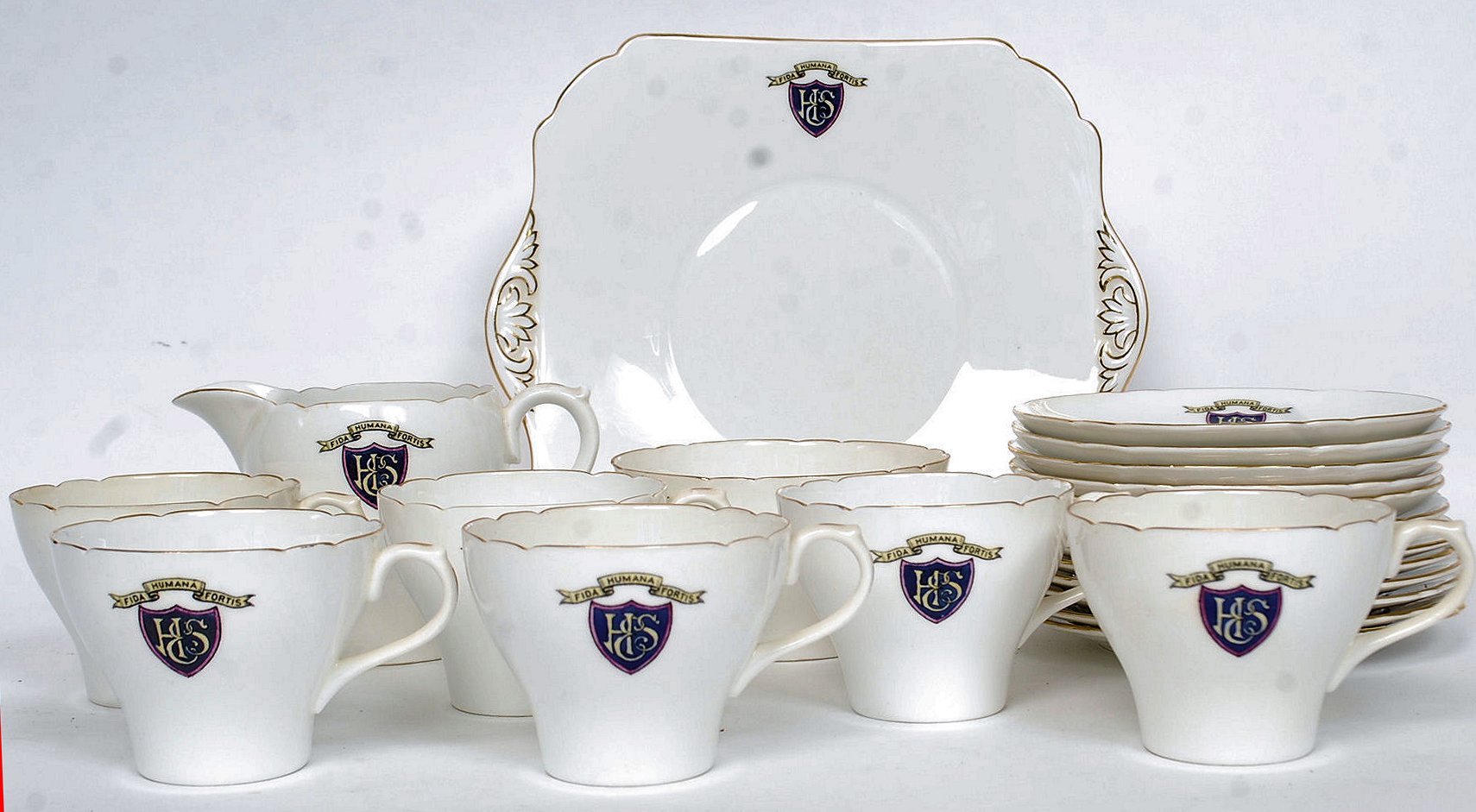 An unusual Shelley China part tea service comprising cups, saucers and plates etc.