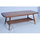 Ercol Golden Dawn Windsor pattern, elm rectangular coffee table with under-tier,