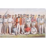 A Famous English Cricketers 1880 colour lithograph ( William & Grover Lithos Nottingham ) print