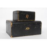 Two vintage jewellery boxes - both of similar design with green lined interior.