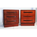 A Pair of retro 1970's G-Plan teak wood bedside chests of drawers - cabinets.