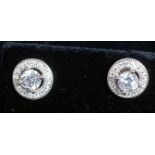 A pair of white metal (925 silver ) and cz ladies jewellery earrings.