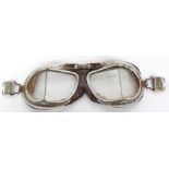 A pair of vintage split screen motorcycle - aviators glasses having original leather surround